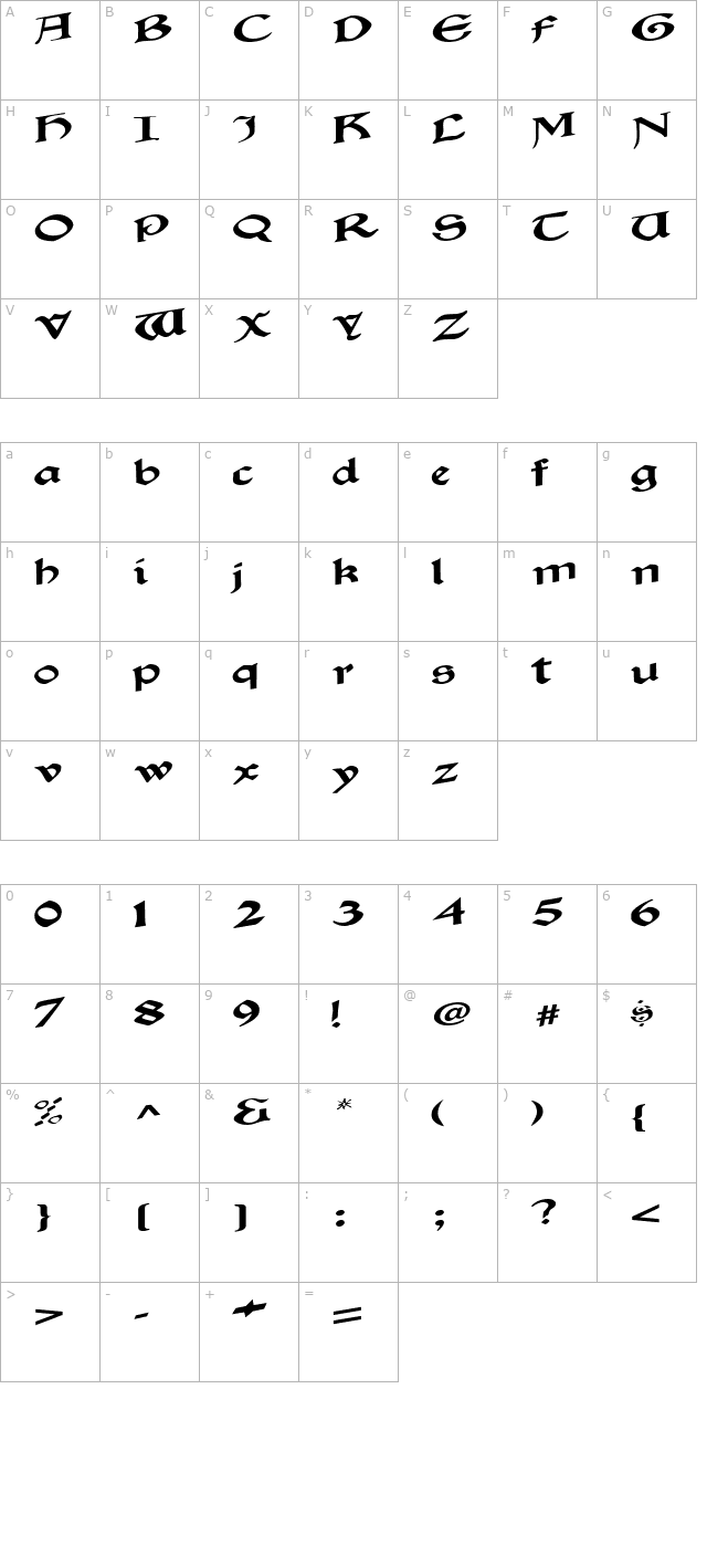 beach-regular-ttnorm character map