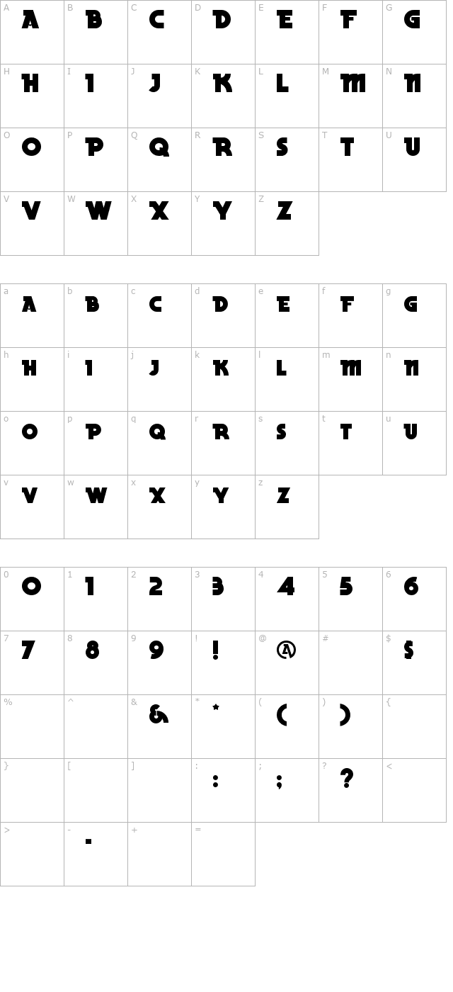 Becker Black NF character map