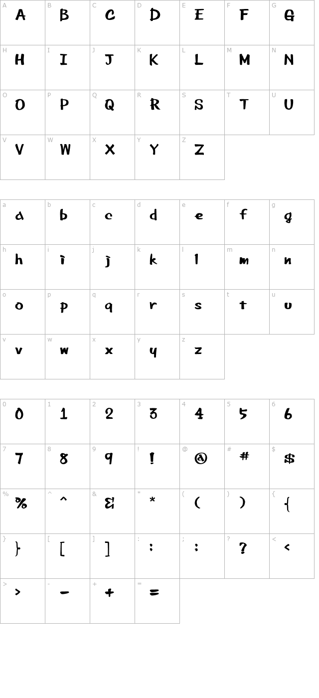 Bee Marker Ink character map