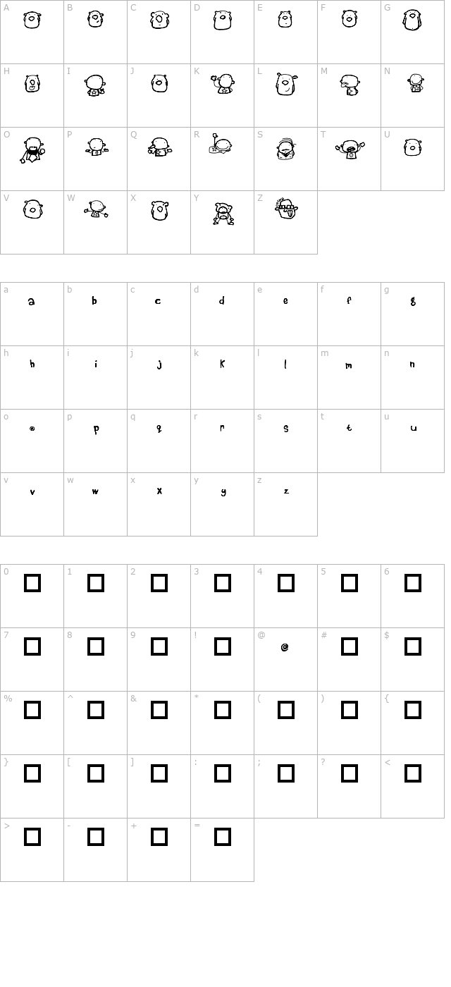 Beestings Bats character map