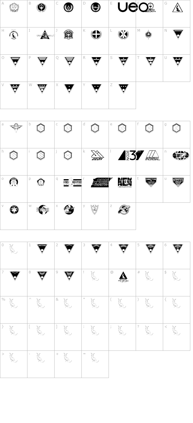 beneath-the-surface-dingbats character map