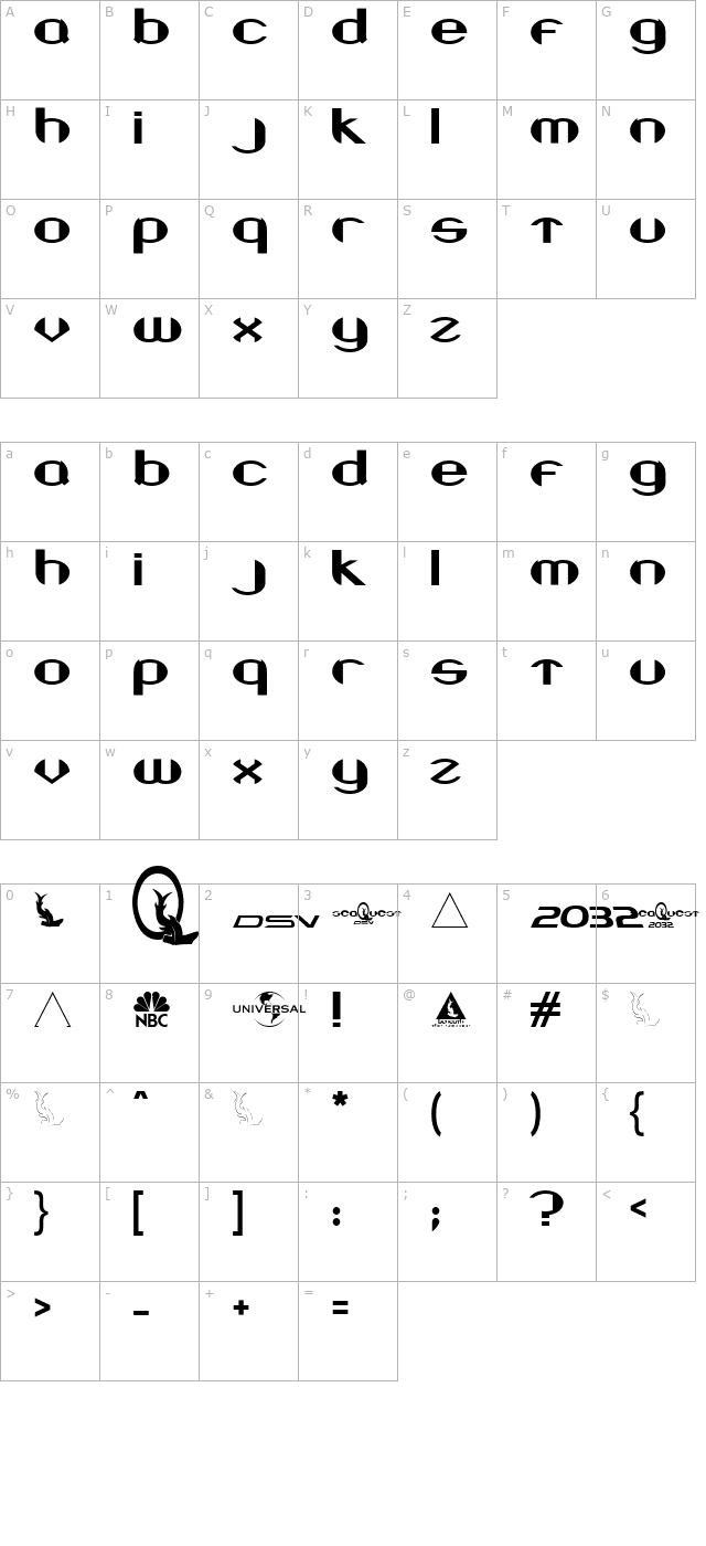 beneath-the-surface character map