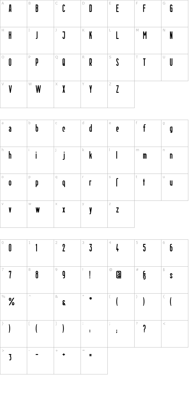 berlin-email-bold character map