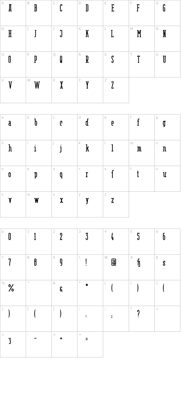 berlin-email-serif-semibold character map