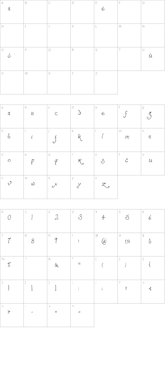 bilbo-hand-regular character map