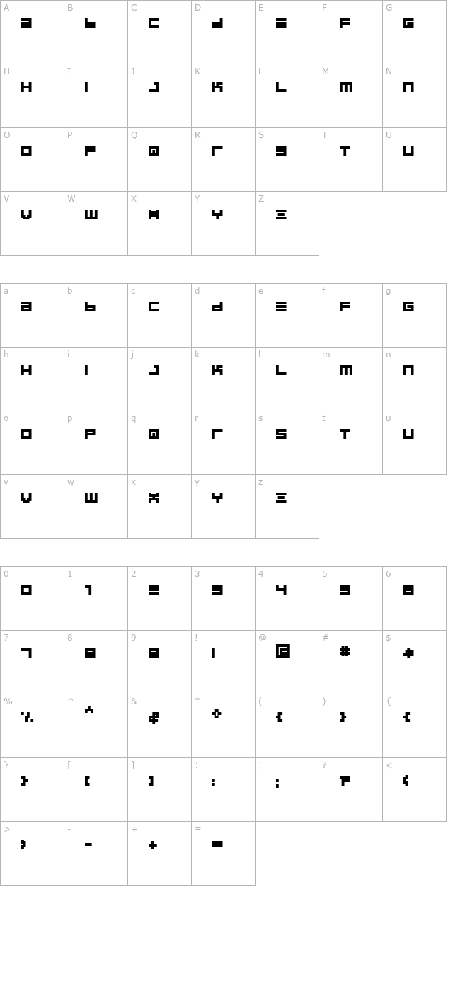 bin-bold character map