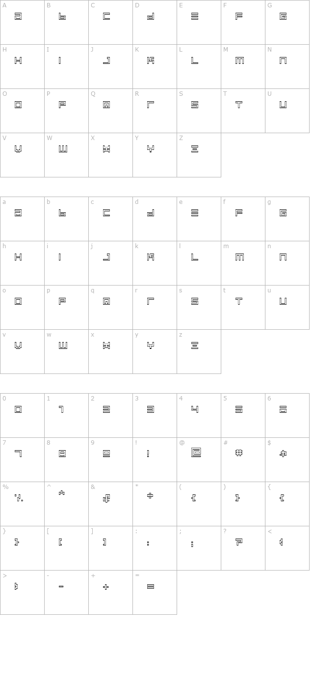 bin-outline character map