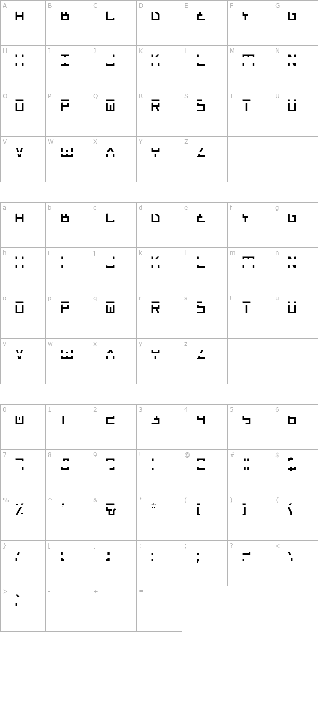 bionic-type-gradient character map