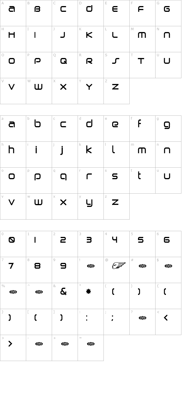 birdman-bold character map