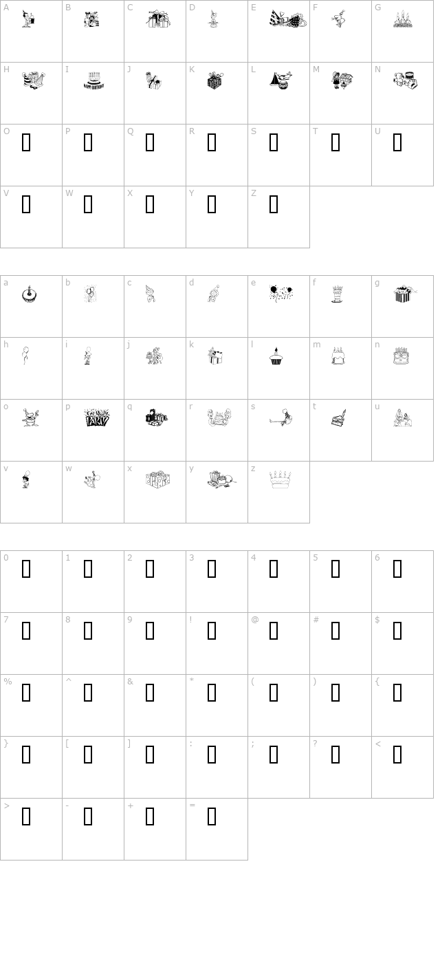 birthdaze character map