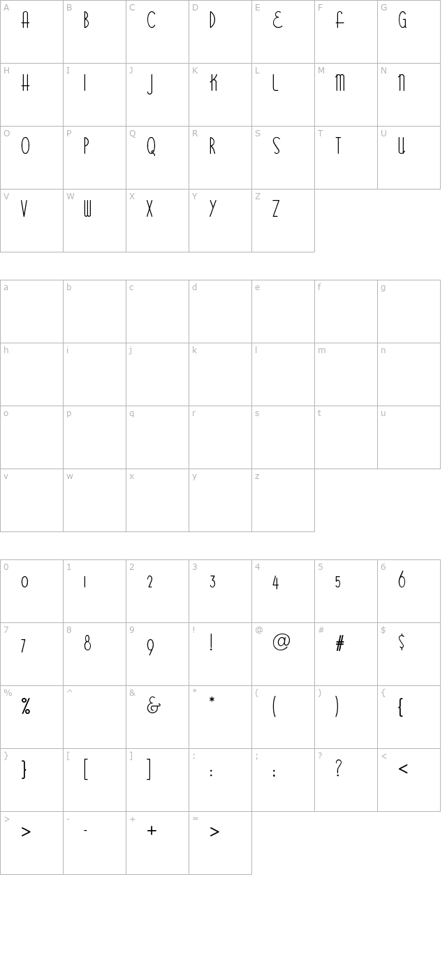 Bittersweet NF character map