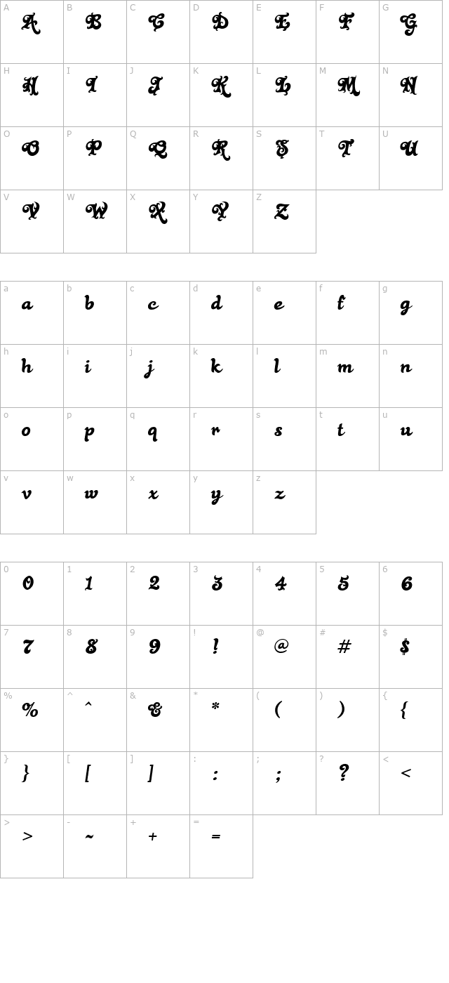 Black Rose character map