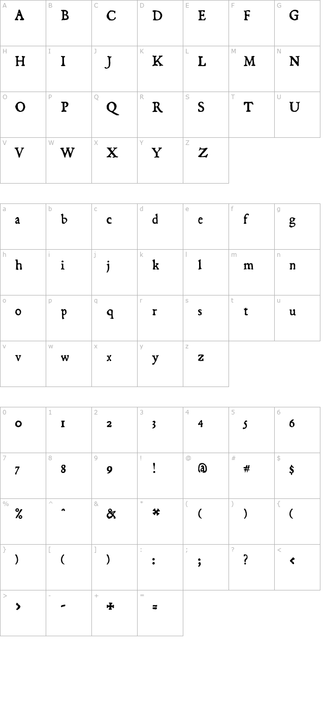 blackbeard-otf character map