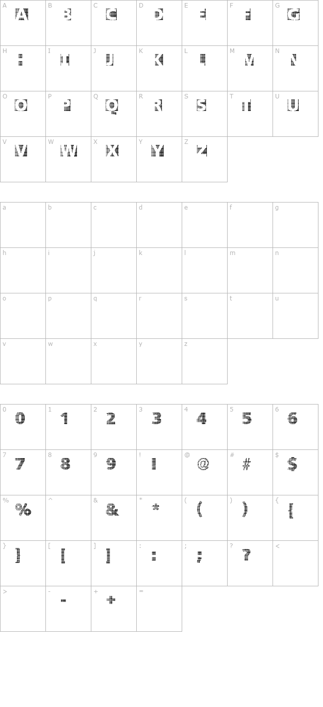 blackwhitegridsa character map