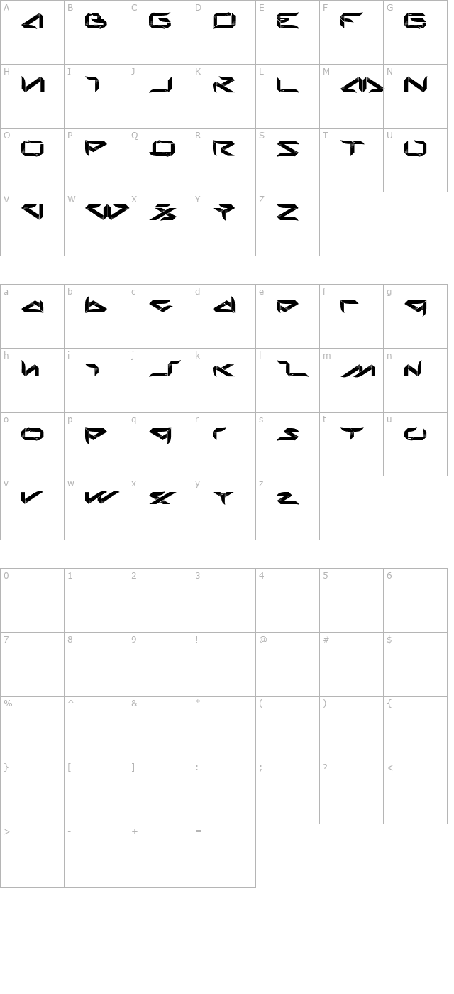 bladeline character map