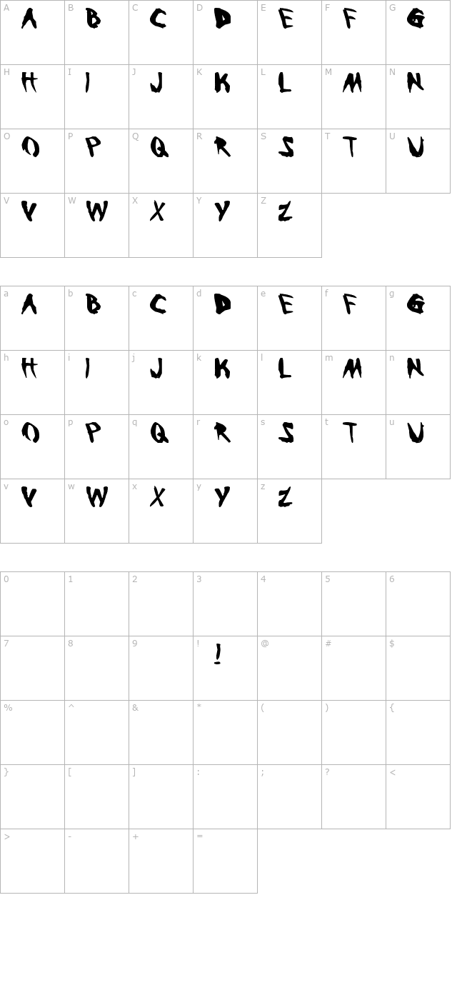 Bleeding Trough character map