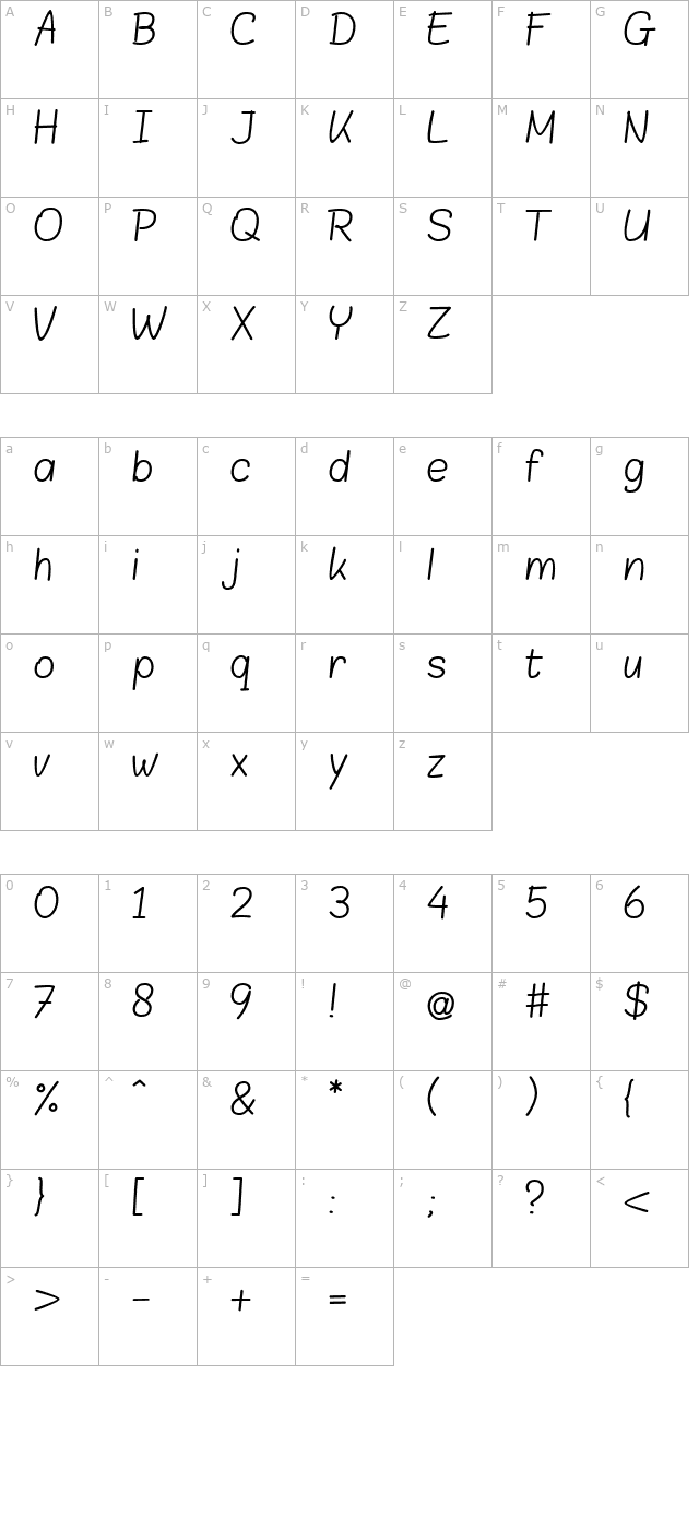 blokletters-balpen character map