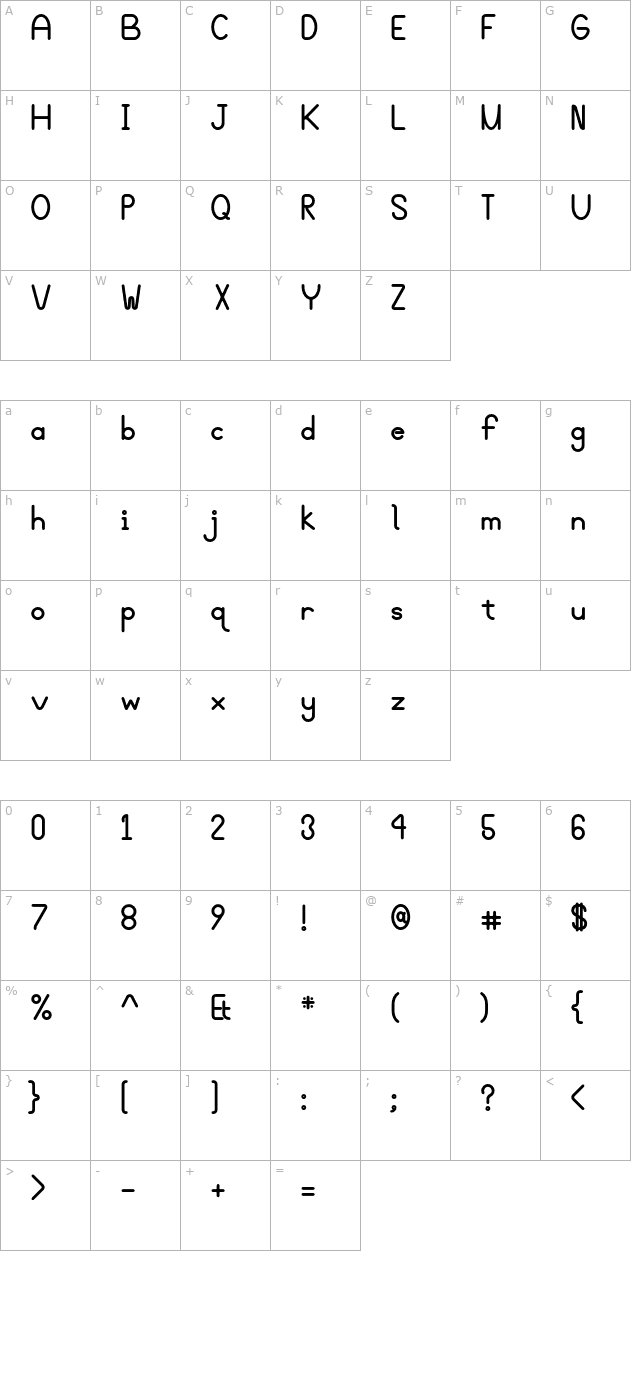 Blooming Grove Alternate Bold OTF character map