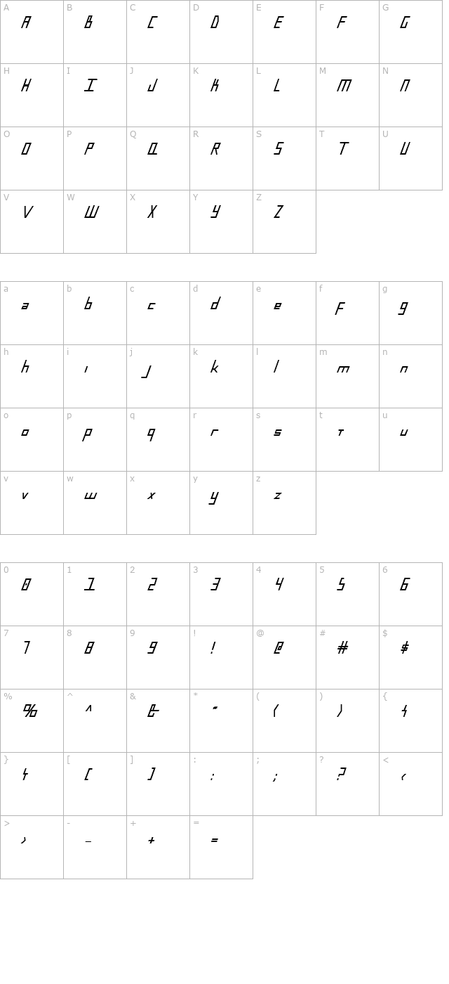 blue-july-bold-condensed character map