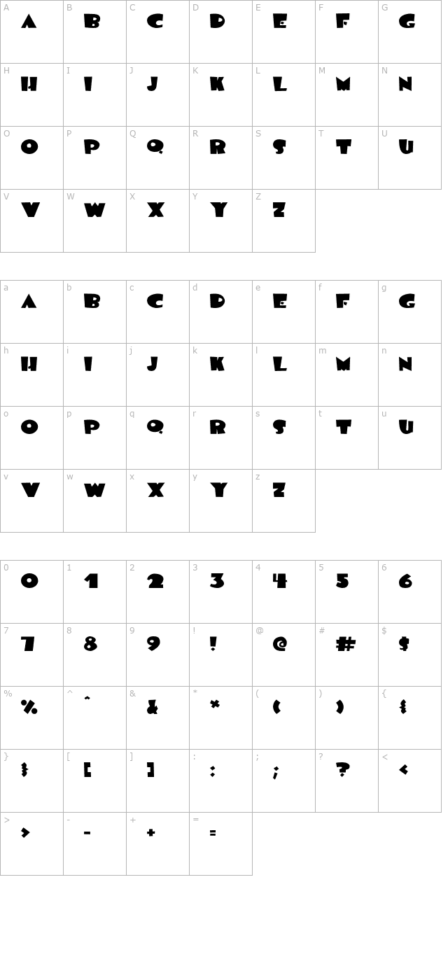 bluemoon-otf character map