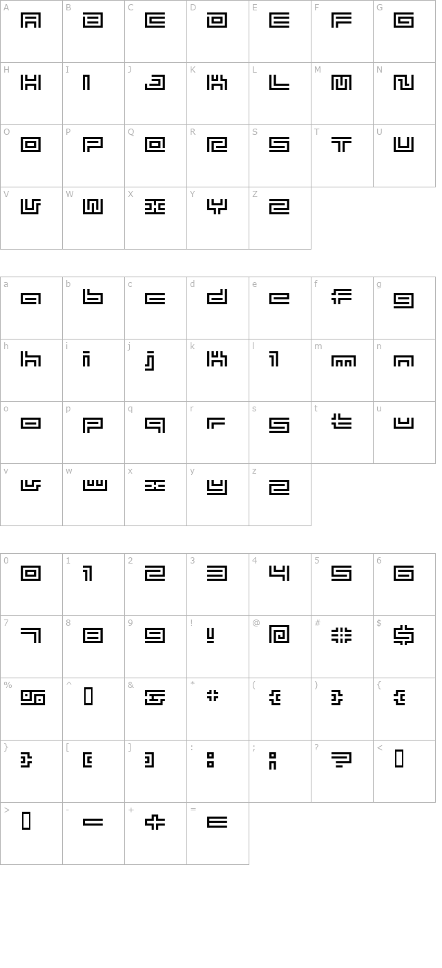 bm-tube character map