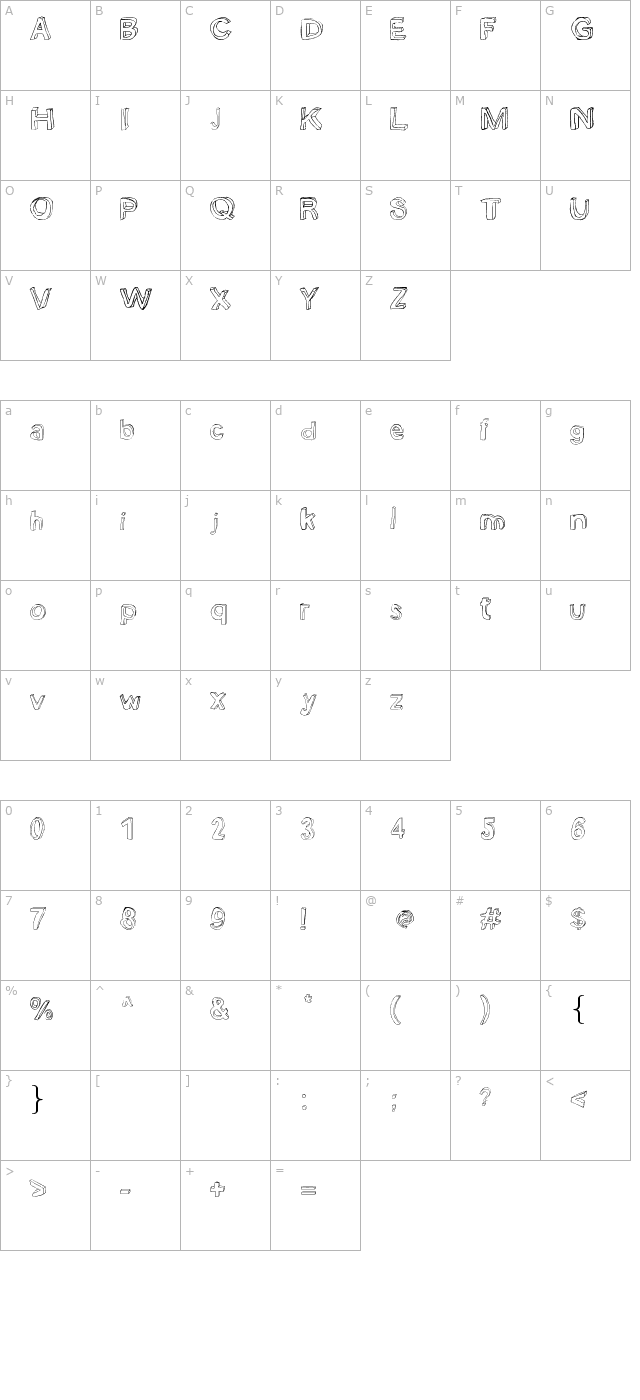 Bobsmade Font character map