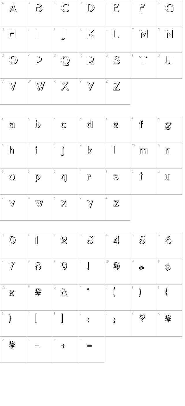 Bolton Sans Embossed character map