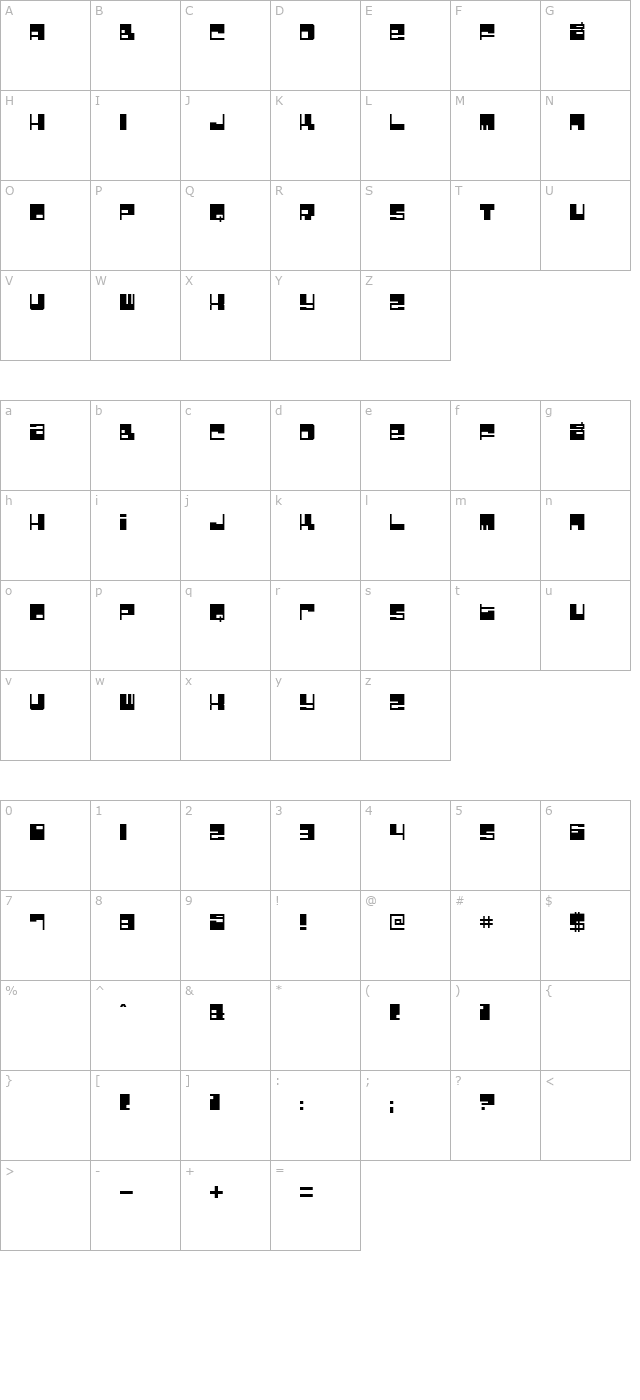 Bomb Factory character map