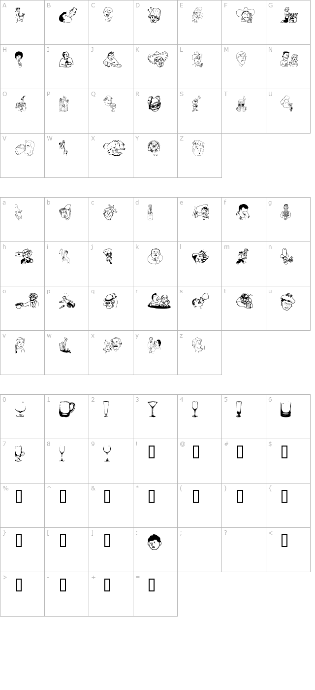 Booze Bats character map