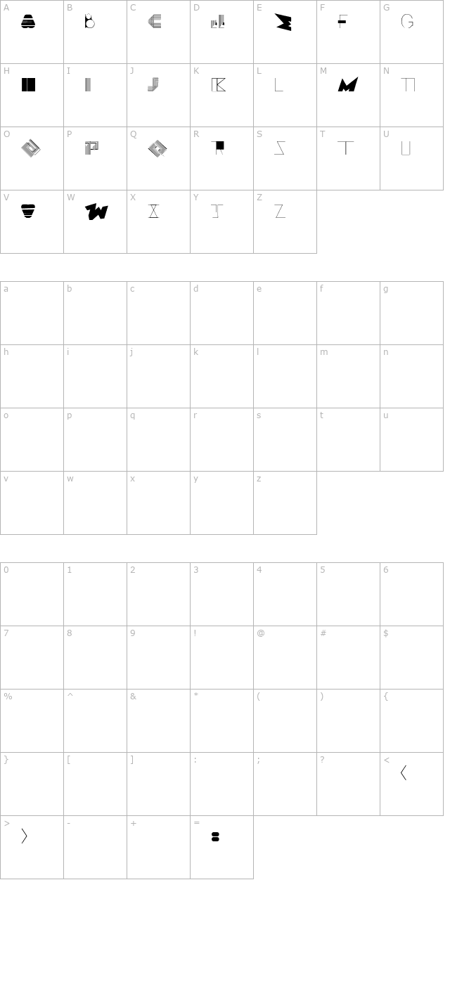 BOSS M A character map