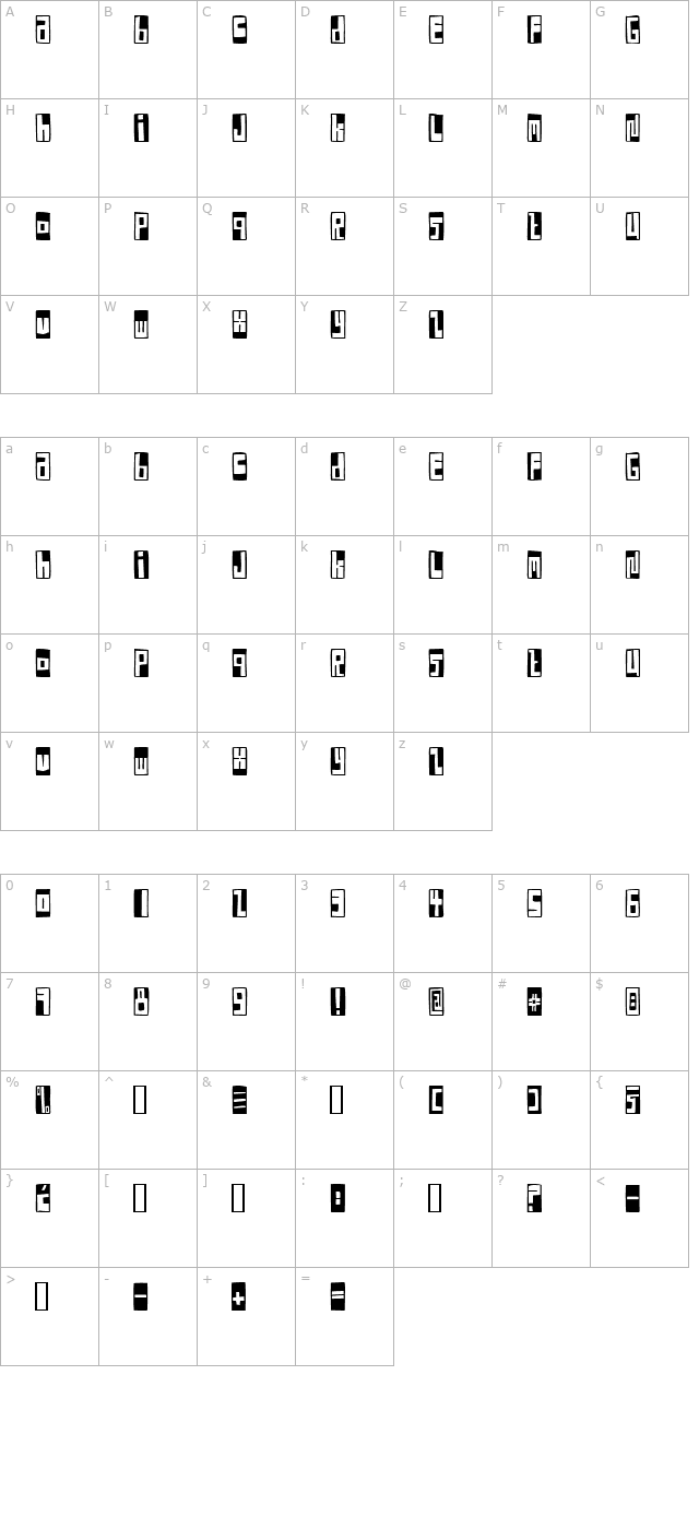 Box Font Negative character map