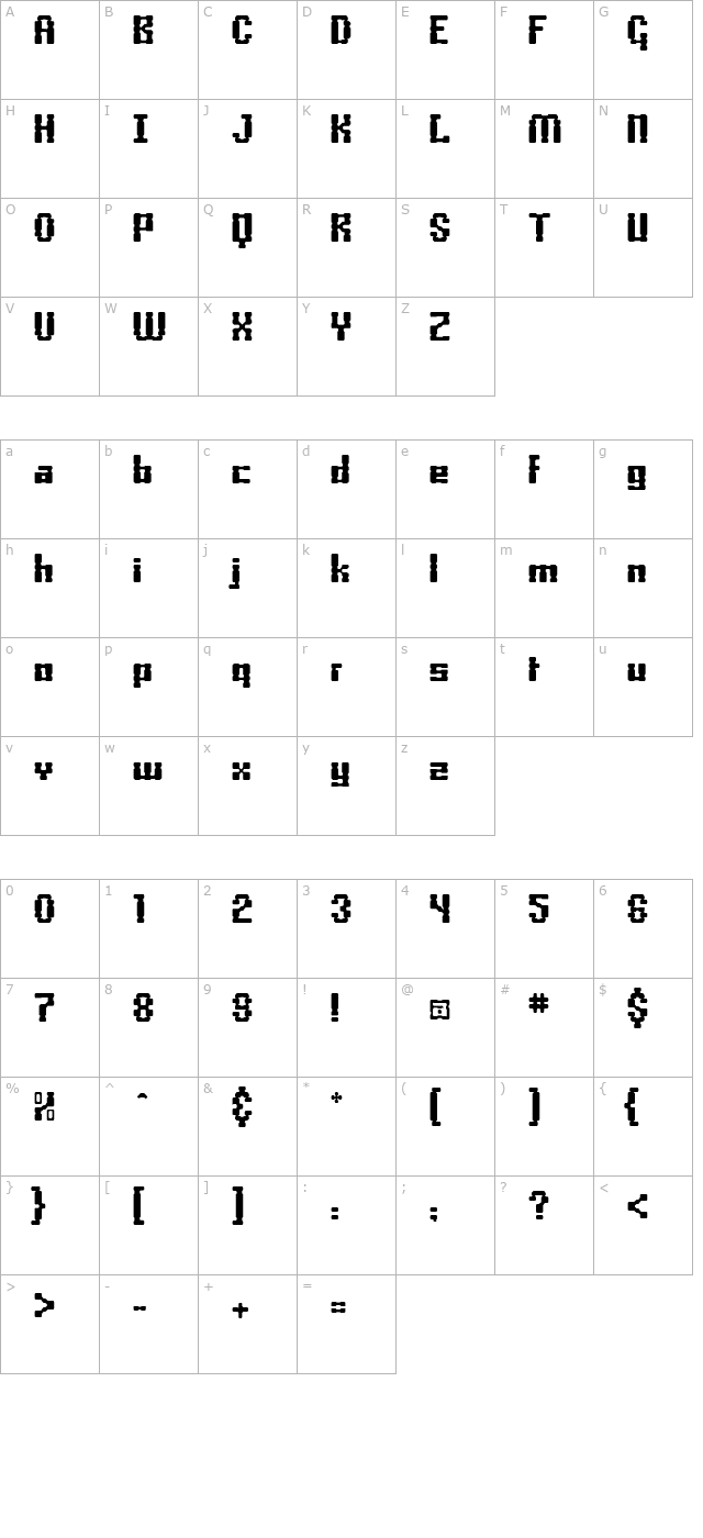 Boxonoxo character map