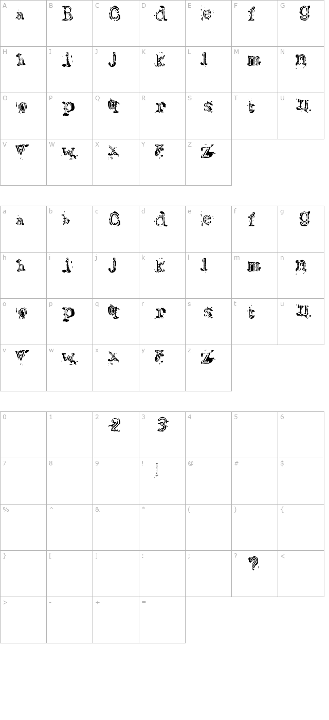 Bracille character map