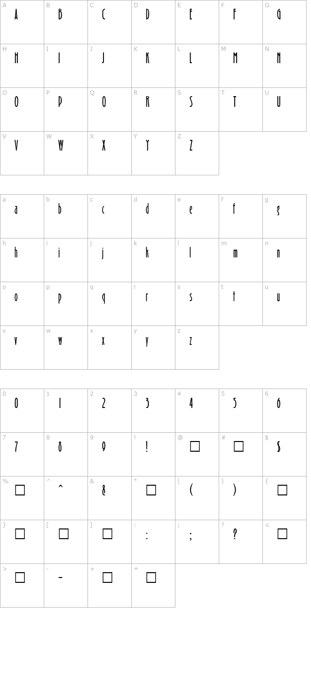 bradshaw-regular character map