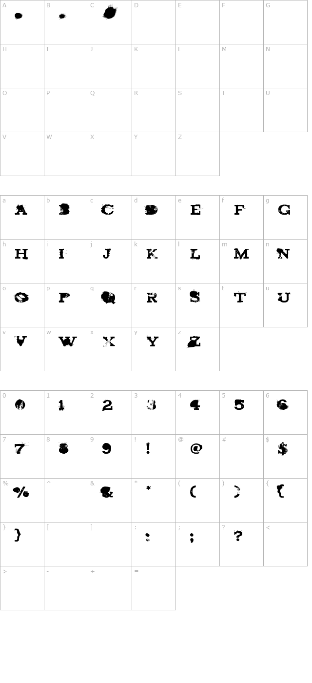 Brand New Burn character map