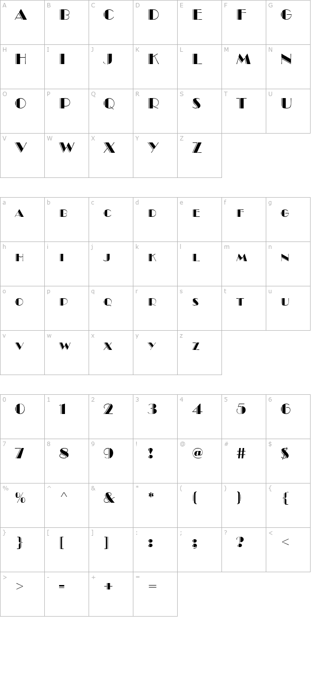 Brando Engraved Normal character map