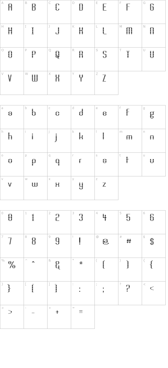 brassiere-line character map