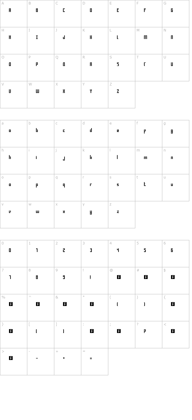 Bravado Block Regular character map