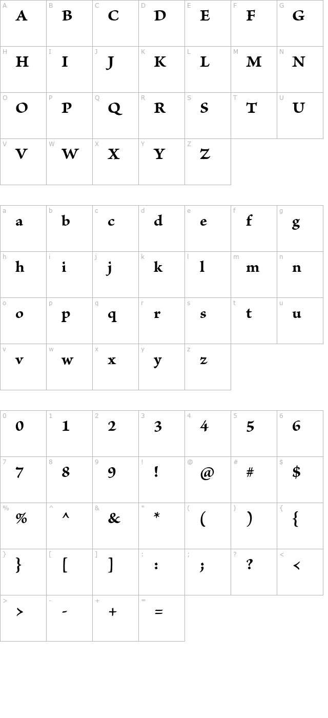 BriosoPro-BoldCapt character map