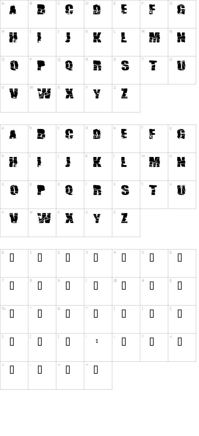 Broken 74 character map