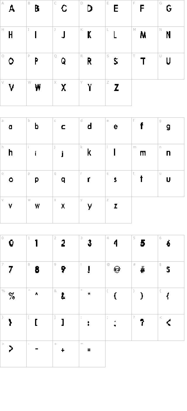 Broken Robot character map