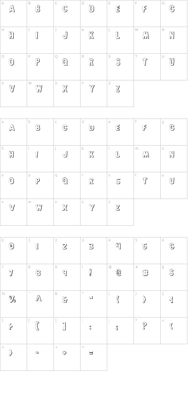 bronic-shadow character map