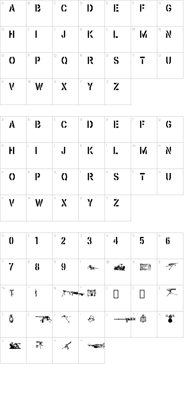 browning character map