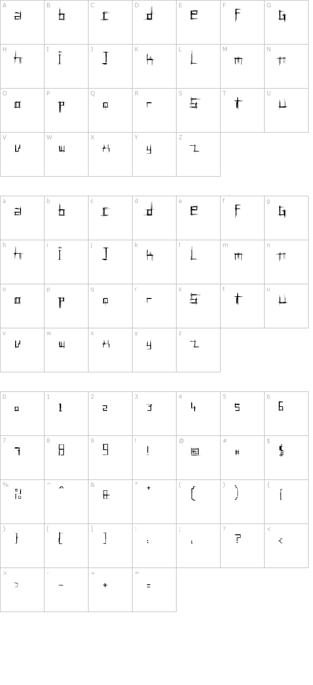 Bruised Five character map