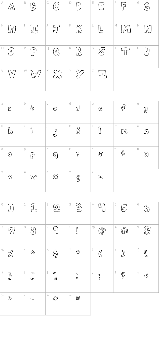 bubblii character map