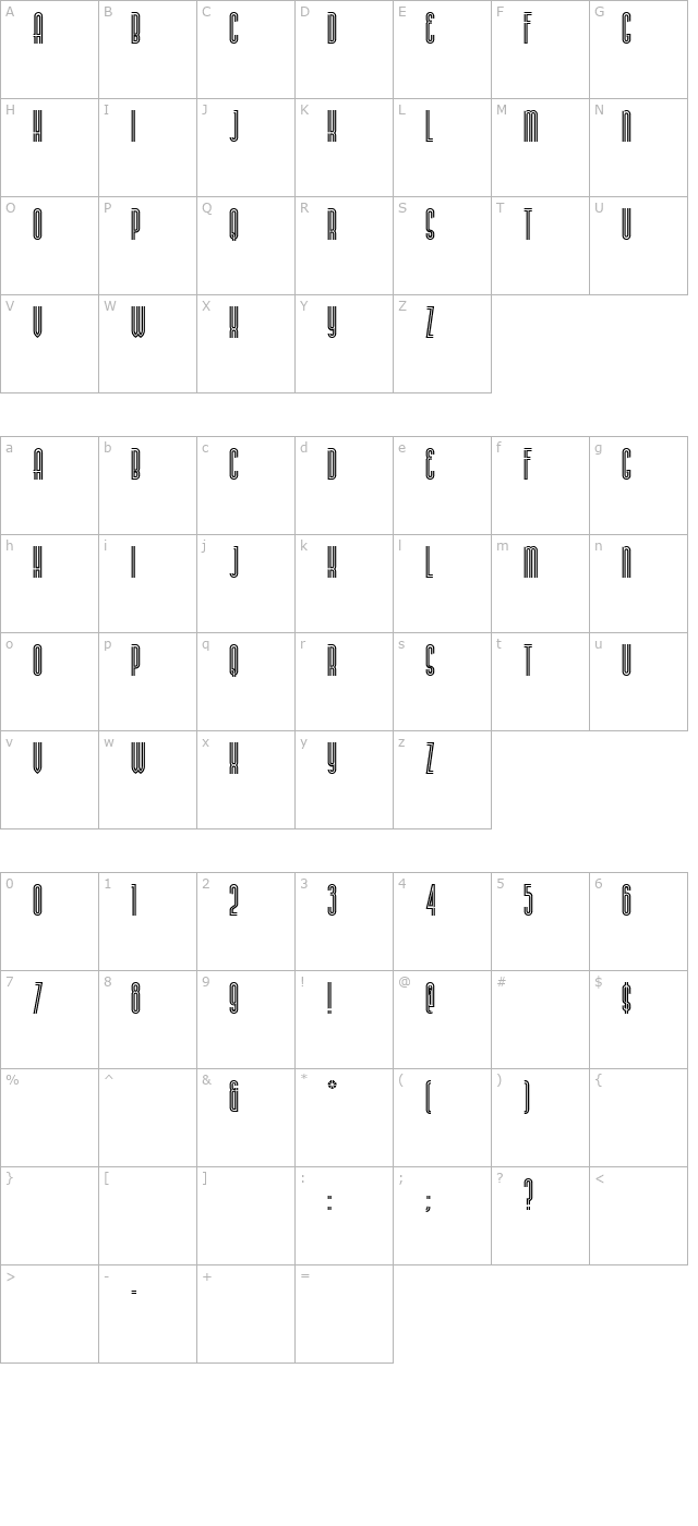 Buenos Aires NF character map