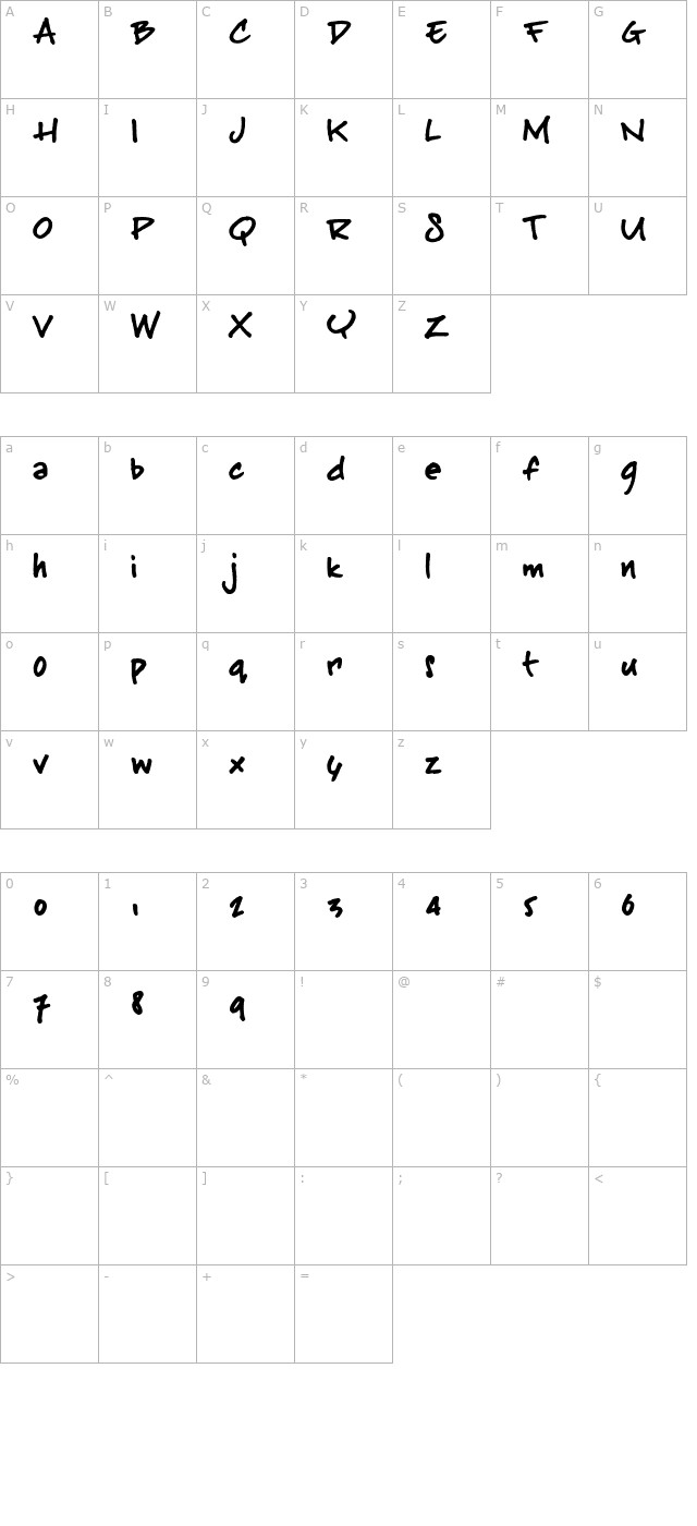 BuffaloStance OTF character map