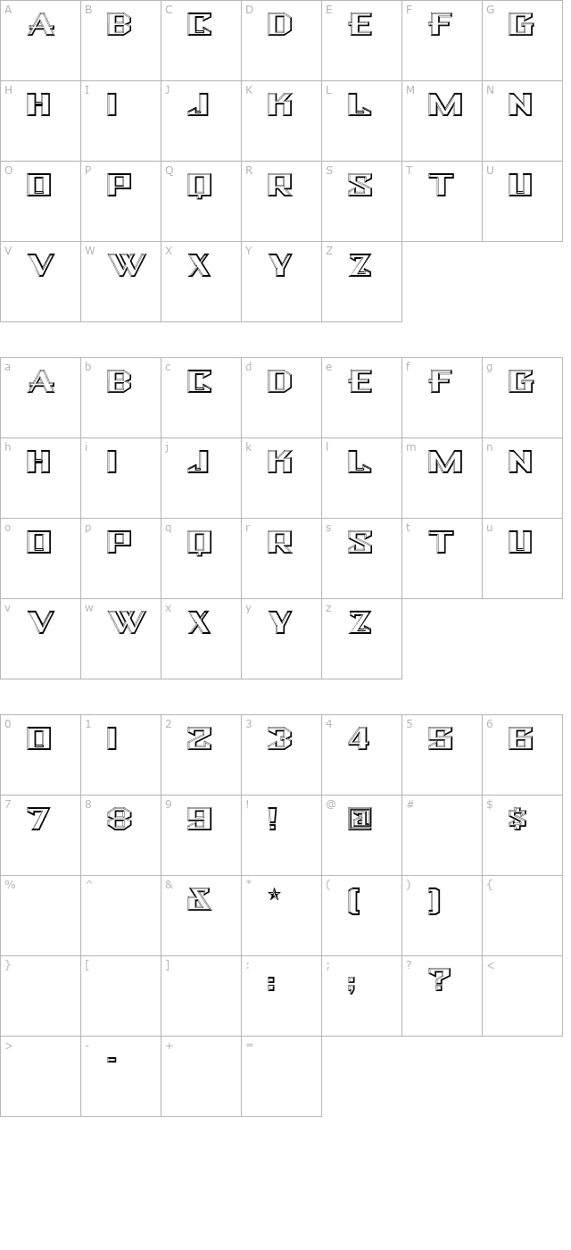 Bulwark NF character map