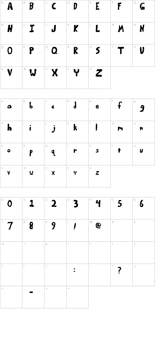 Bumpy Road character map