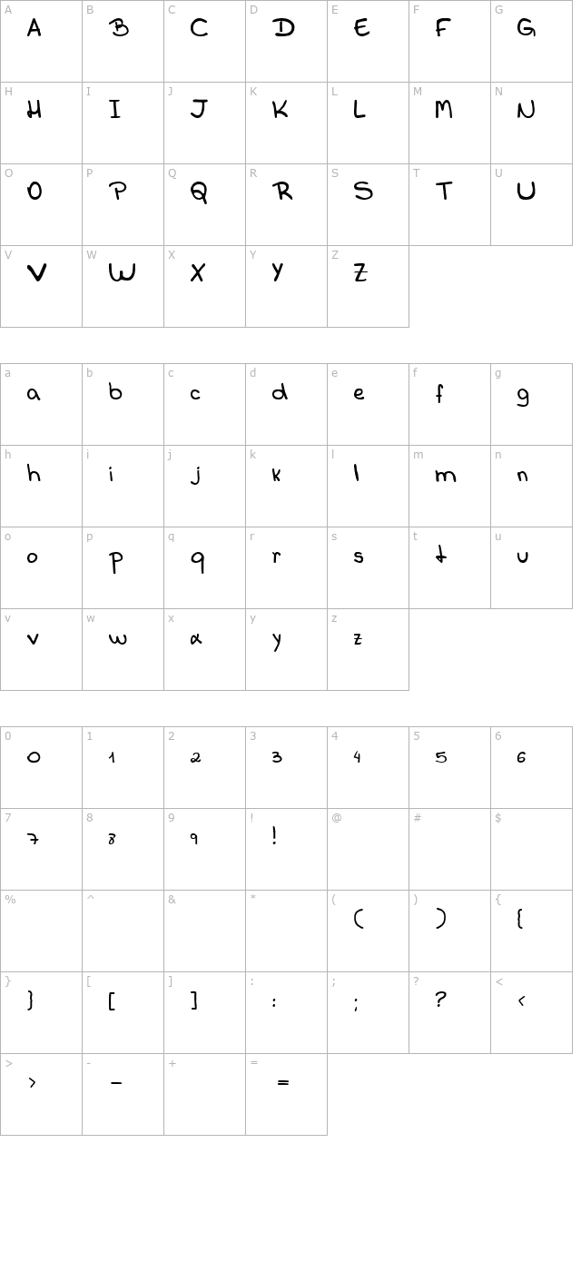 callani character map